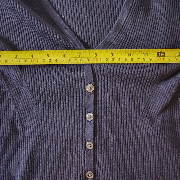 Banana Republic Navy Ribbed V-Neck Button Front Sweater Top Size M - Picture 5 of 6